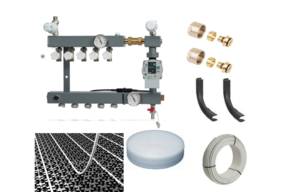Vloerverwarming set voor stadsverwarming met ThermoVloer verdeler inclusief noppenplaat - 1 groep
