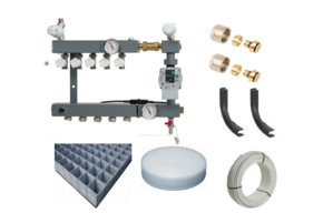 Vloerverwarming set voor stadsverwarming met ThermoVloer verdeler inclusief matten 10 groepen