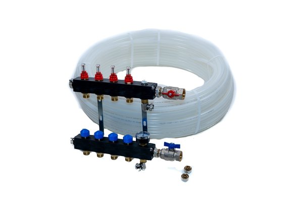 ThermoVloer Vloerverwarming set voor warmtepomp met Top-Flow verdeler voor infrezen - 10 groepen