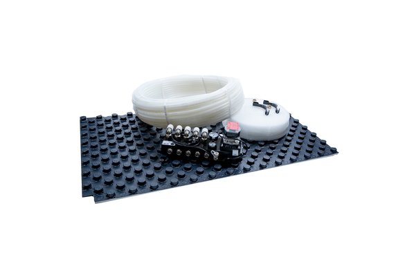 ThermoVloer Vloerverwarming set voor Cv-Ketel met compact verdeler inclusief noppenplaat - 7 groepen