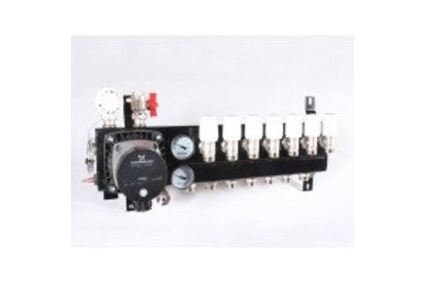 ThermoVloer Vloerverwarming set voor Cv-Ketel met compact verdeler inclusief noppenplaat - 7 groepen