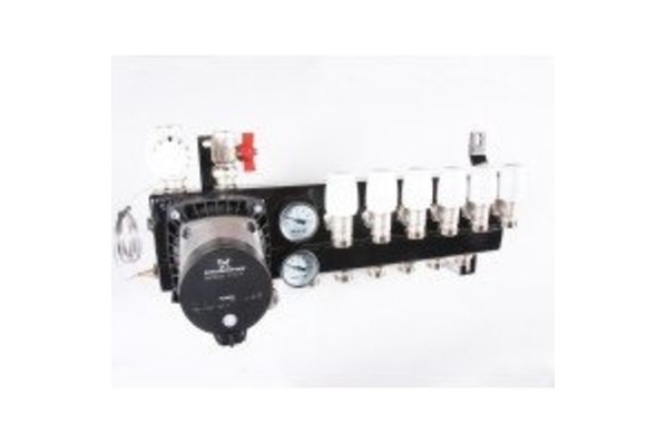 ThermoVloer Vloerverwarming set voor Cv-Ketel met compact verdeler voor infrezen - 6 groepen