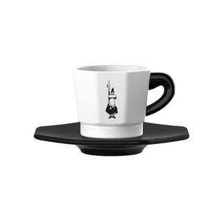 Bialetti Bialetti Set 4 kopjes/ schotel Perfetto Moka - Zwart wit