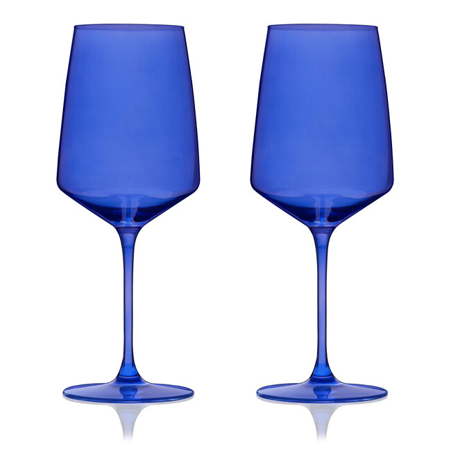 Reserve Nouveau Crystal Wine Glasses in Cobalt Viski®