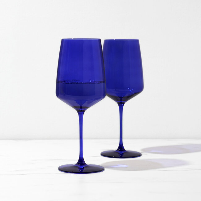 Reserve Nouveau Crystal Wine Glasses in Cobalt Viski®