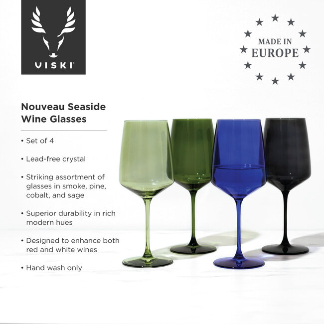 Reserve Nouveau Crystal Wine Glasses in Seaside Viski®