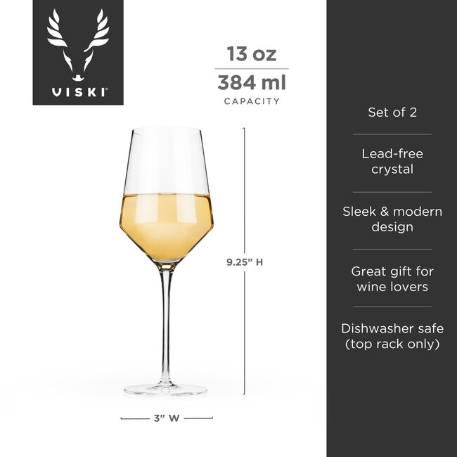 Angled Crystal Chardonnay Glasses by Viski®