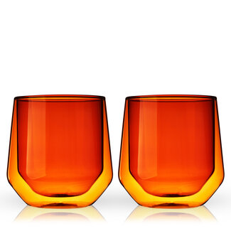 Viski Double Walled Aurora Tumblers in Amber (set of 2) by Viski
