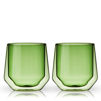 Viski Double Walled Aurora Tumblers in green (set of 2) by Viski
