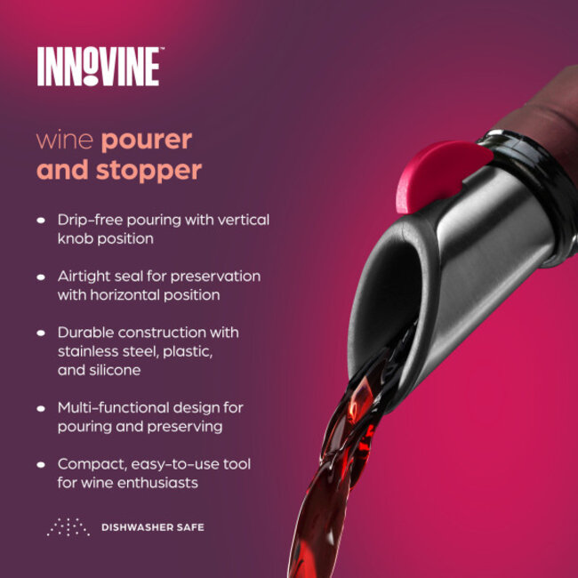 Innovine™ Wine Pourer and Stopper in Raspberry