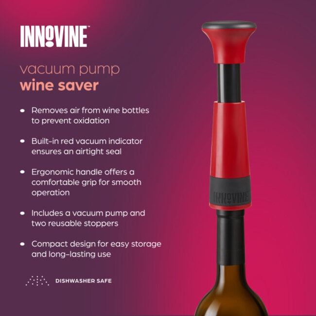 Innovine™ Vacuum Pump Wine Saver in Raspberry