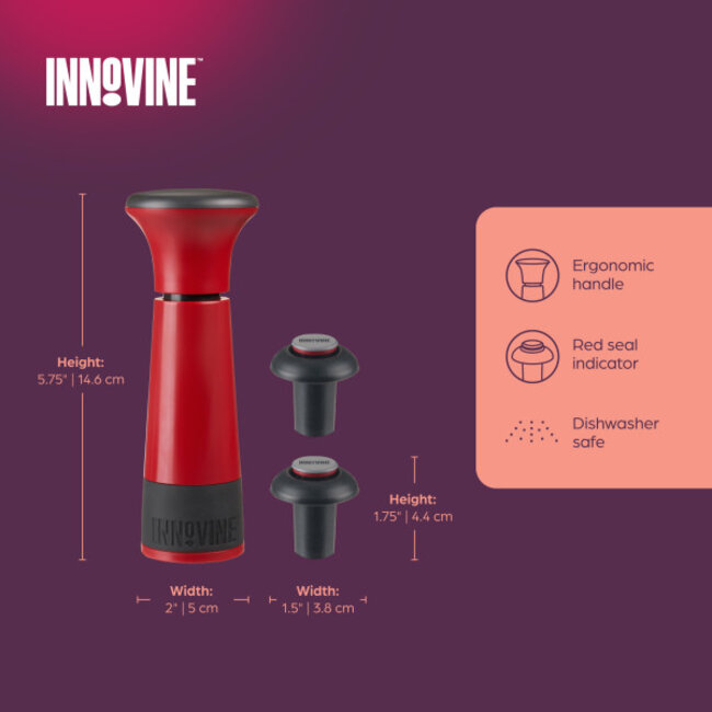 Innovine™ Vacuum Pump Wine Saver in Raspberry