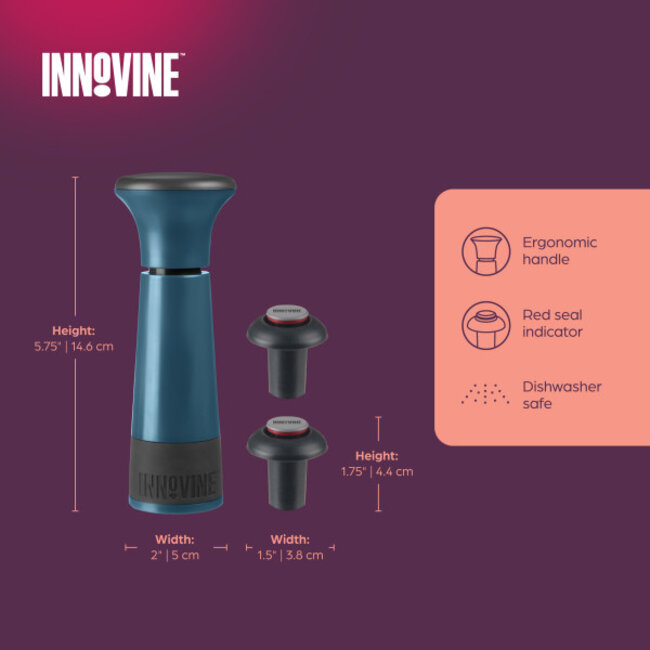 Innovine™ Vacuum Pump Wine Saver in Deep Teal