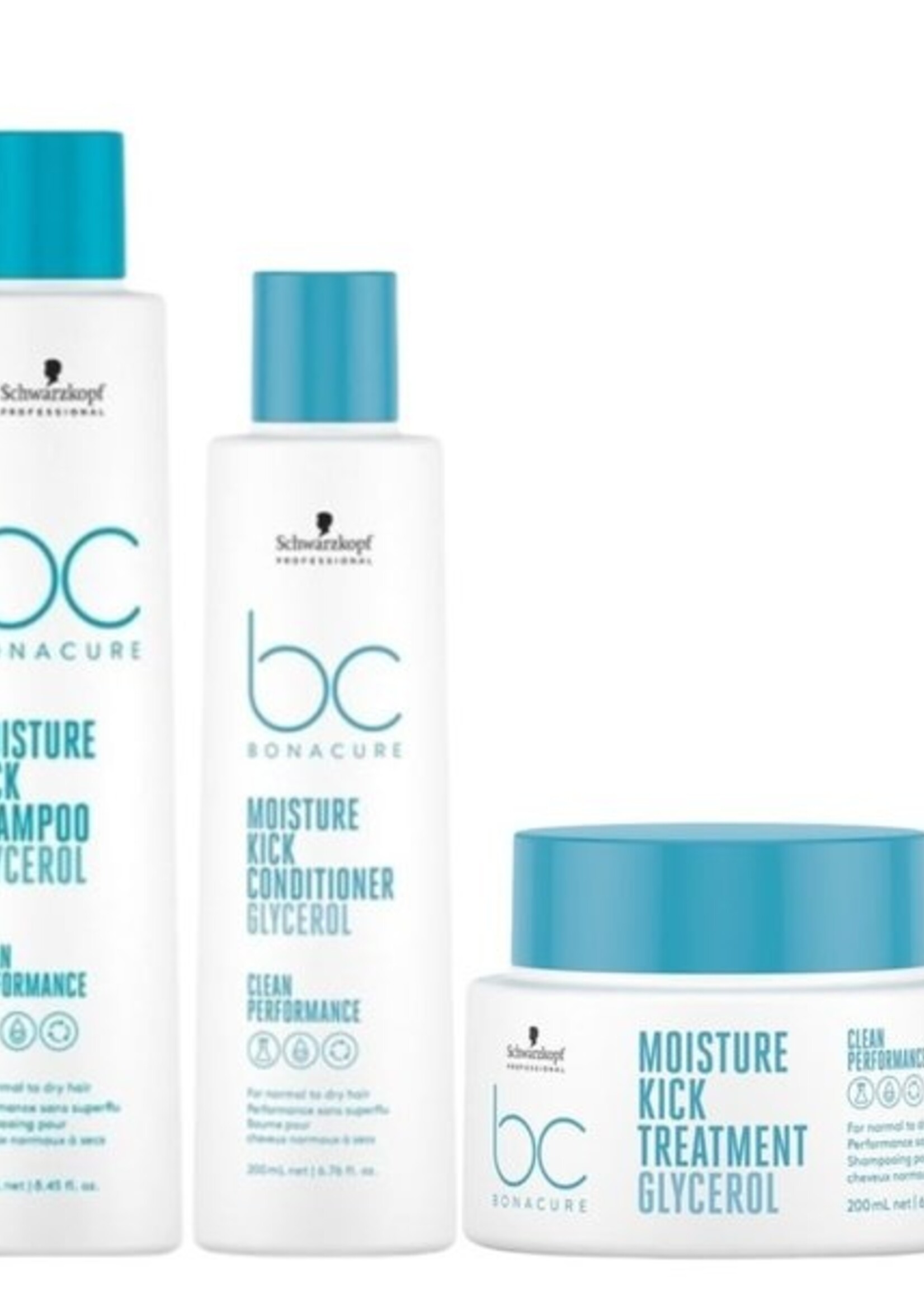 Schwarzkopf Professional Schwarzkopf Bonacure Clean Performance Moisture Kick Care Set - 250+200ml+200ml