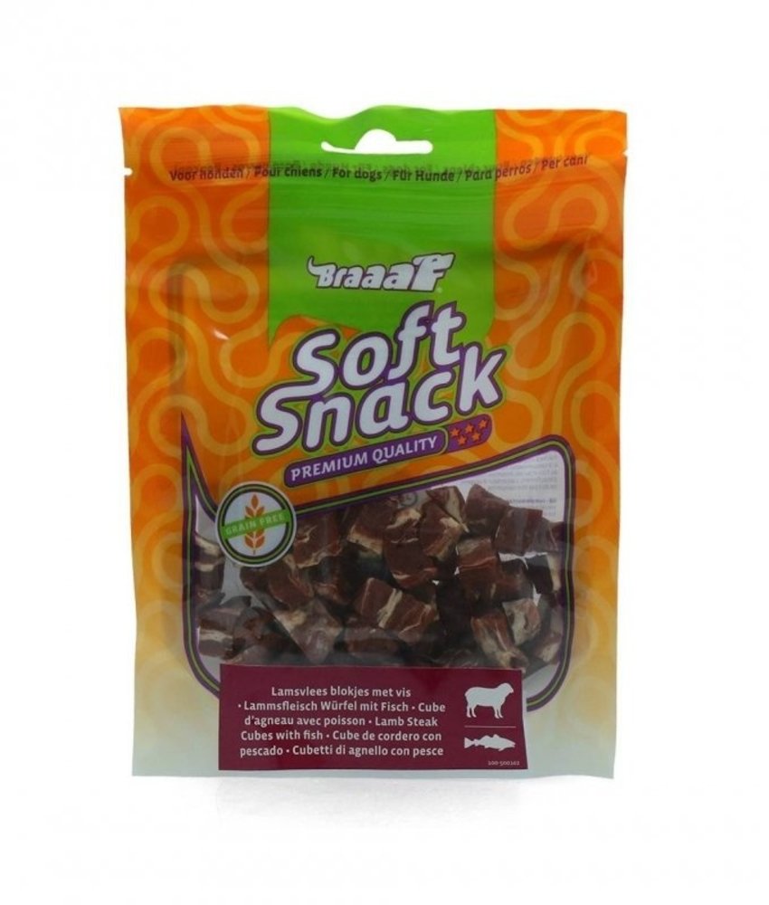 Braaaf hondensnacks Braaaf Lamb Steak Cubes With Fish