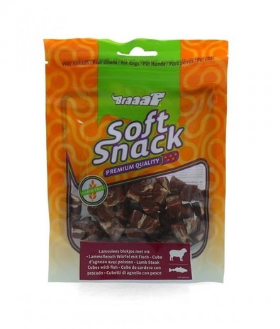 Braaaf hondensnacks Braaaf Lamb Steak Cubes With Fish