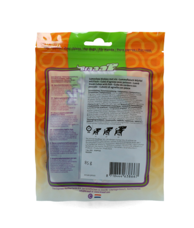 Braaaf hondensnacks Braaaf Lamb Steak Cubes With Fish