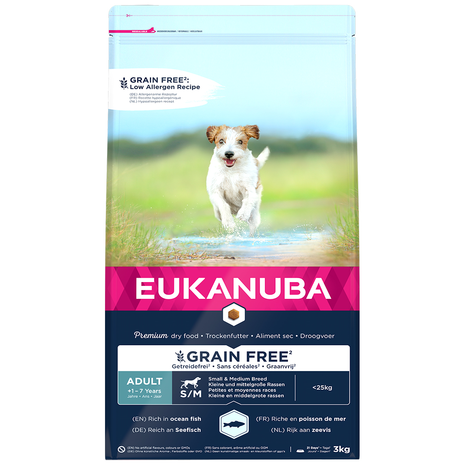 Eukanuba Eukanuba Dog Adult S/M Graanvrij Vis Eukanuba Eukanuba Dog Adult S/M Graanvrij Vis