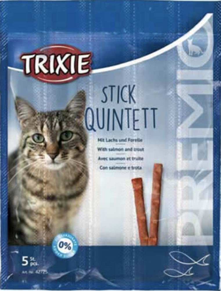 Trixie TRIXIE PREMIO STICK QUINTETT ZALMFOREL 5X5G Trixie TRIXIE PREMIO STICK QUINTETT ZALMFOREL 5X5G