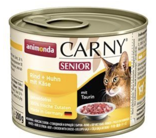 Carny Carny Senior Rund kip kaas 200gr Carny Carny Senior Rund kip kaas 200gr