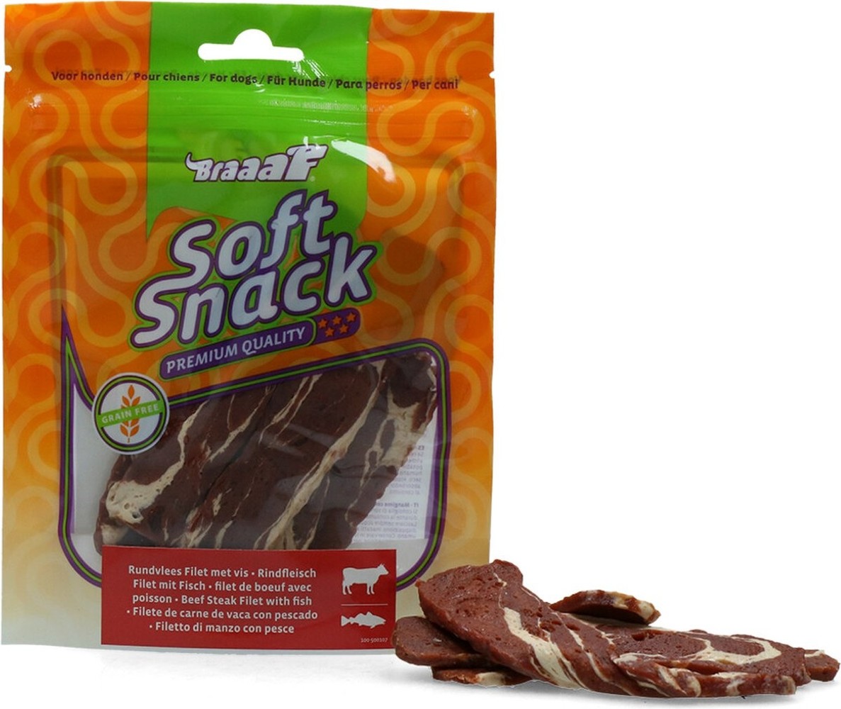 Braaaf hondensnacks Braaaf Beef Steak Filet With Fish 12 Cm