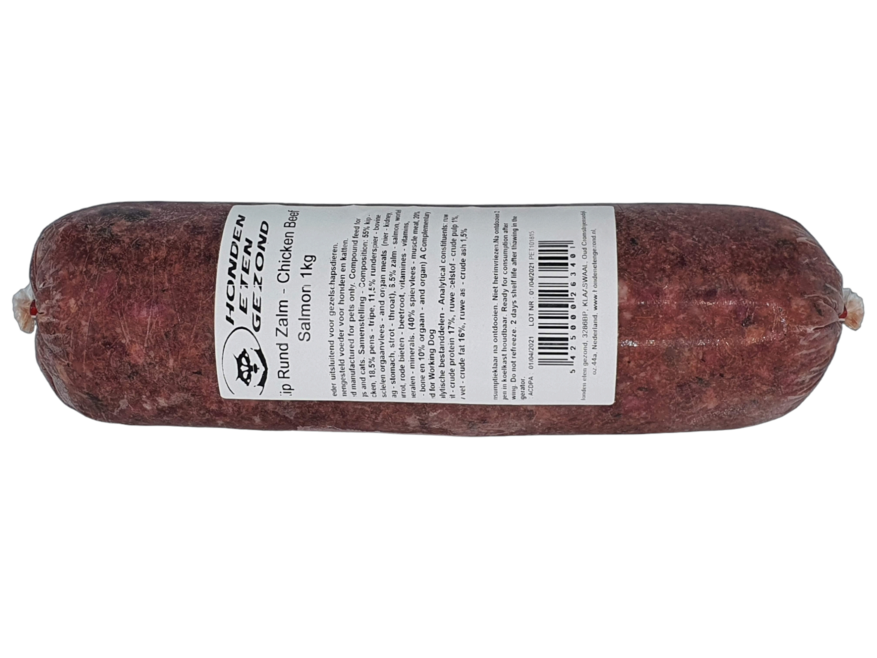 Honden Eten Gezond H.E.G. KIP RUND ZALM 1000GR Honden Eten Gezond H.E.G. KIP RUND ZALM 1000GR