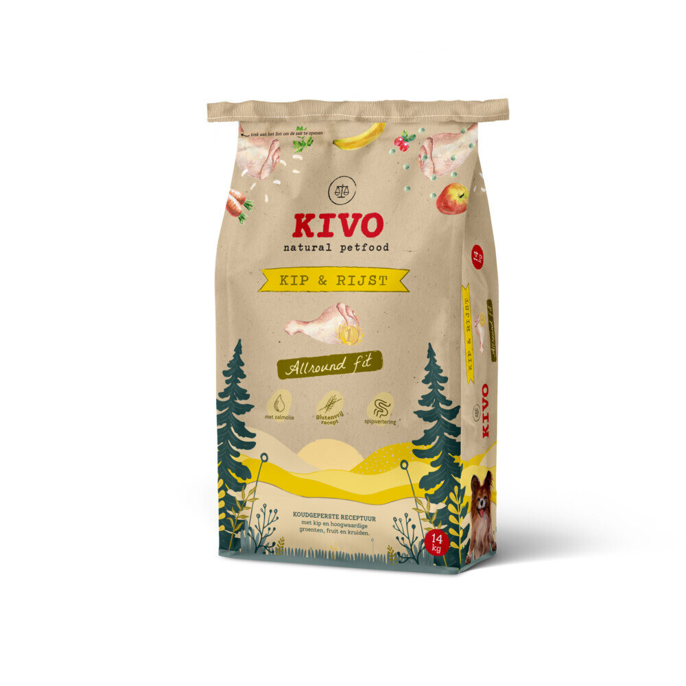 Kivo KIVO DOG KOUDGEPERST KIP & RIJST ALLROUND FIT GLUTENVRIJ 4 kg Kivo KIVO DOG KOUDGEPERST KIP & RIJST ALLROUND FIT GLUTENVRIJ 4 kg