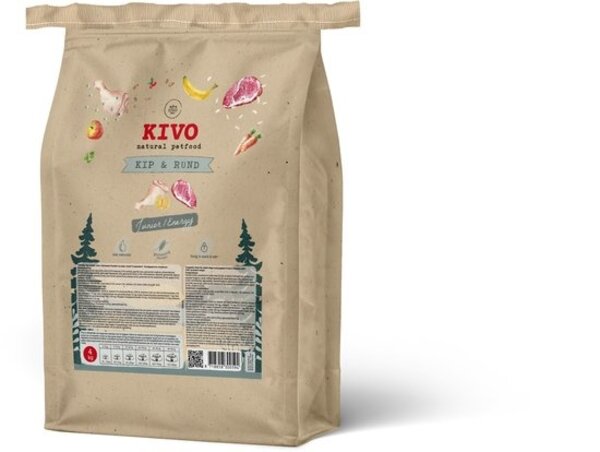 Kivo KIVO DOG KOUDGEPERST KIP & RUND JUNIOR/ENERGY GLUTENVRIJ 4 KG
