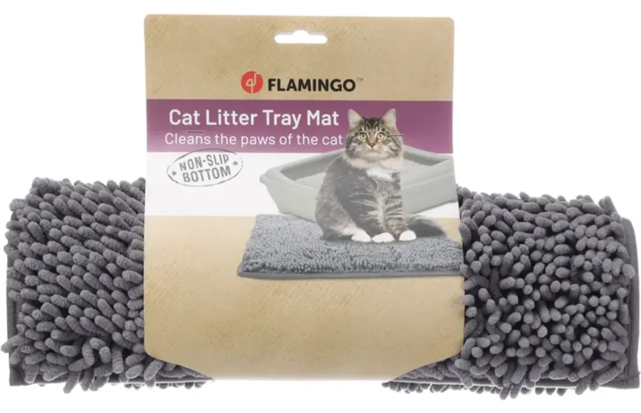 Flamingo FLAMINGO KATTENBAKMAT RUTT GRIJS 60X40X2CM