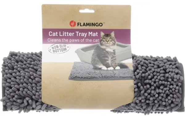 Flamingo FLAMINGO KATTENBAKMAT RUTT GRIJS 60X40X2CM