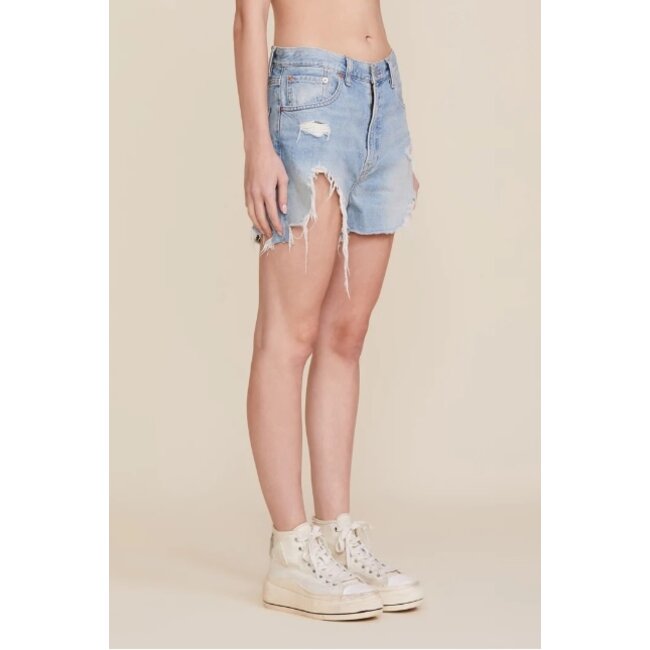 Jeans short destroyed in blauw
