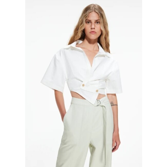 Cotton wrap shirt in off white