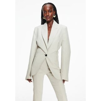 Les Coyotes De Paris Hourglass linen-blend blazer in dusty foam