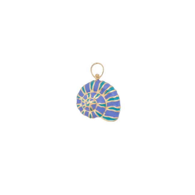 Mystique snail charm brass goldplated in blue