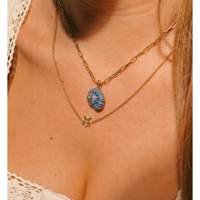 Anna+Nina Mystique snail charm brass goldplated in blue