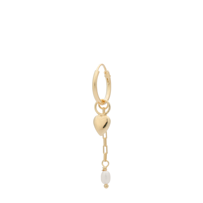 Anna+Nina Single Sea Pearl Ring Earring Gold Plated