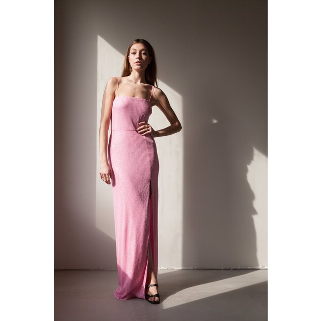 Maxi slit dress in pink