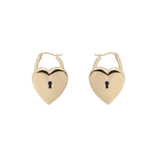 Padlock of love hoop earrings brass goldplated