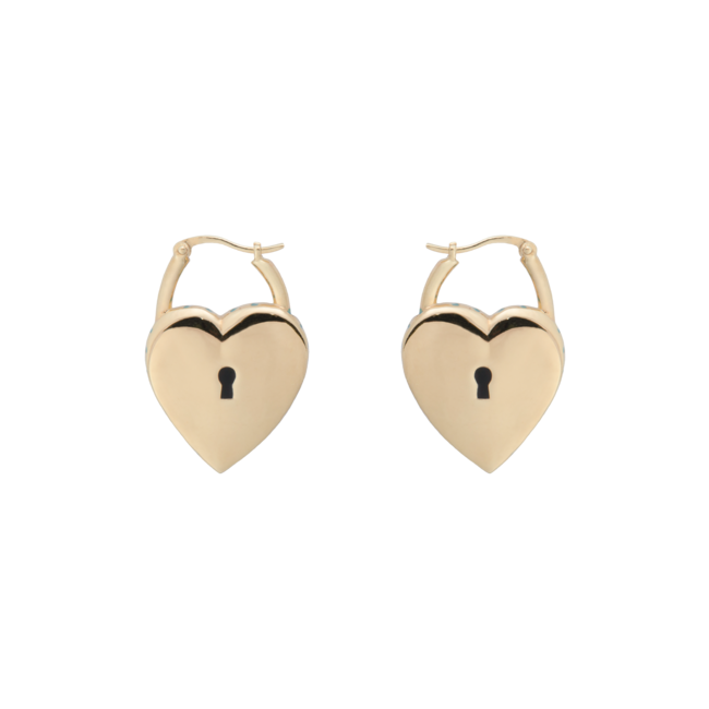 Padlock of love hoop earrings brass goldplated