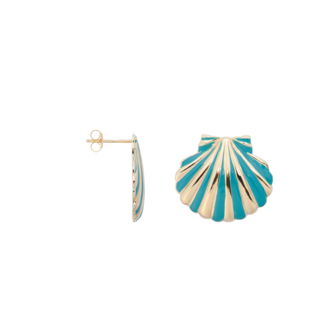 Anna+Nina Single venus shell stud earring brass goldplated