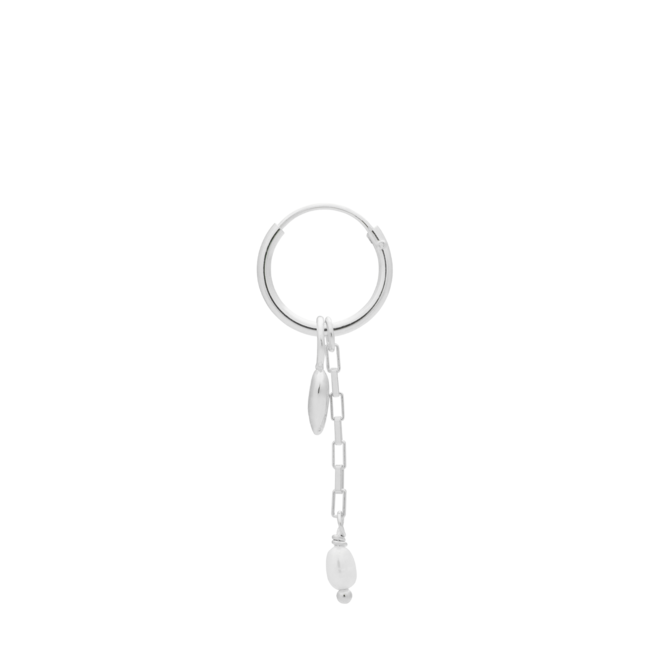 Single sea pearl ring earring silver