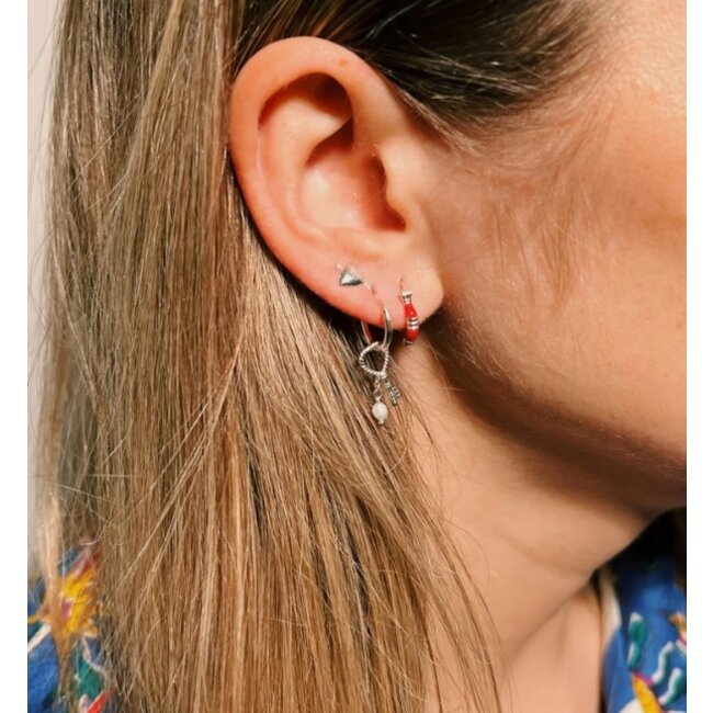 Single cupid stud earring silver