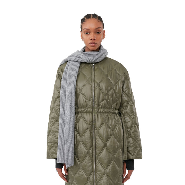 GANNI Shiny Quilt Long Coat