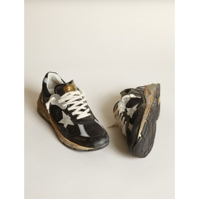 Golden Goose Running Dad in black mesh and nappa with ice-colored star