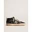 Golden Goose Golden Goose Mid Star in black glitter with dove-gray suede star and heel tab