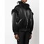 Forte_Forte Shiny bomber jacket with mongolian–fur details