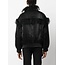 Forte_Forte Shiny bomber jacket with mongolian–fur details