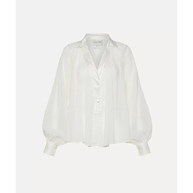 Cotton silk voile shirt in blanc