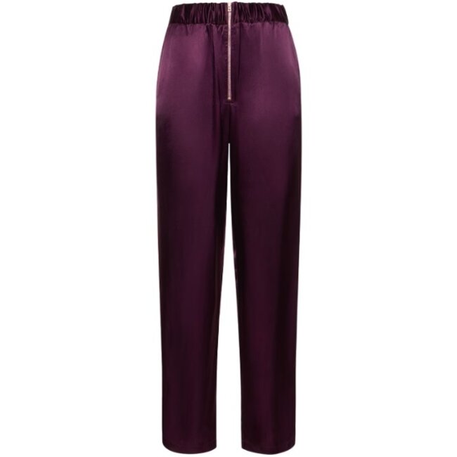 Viscose satin chic pants in ruby