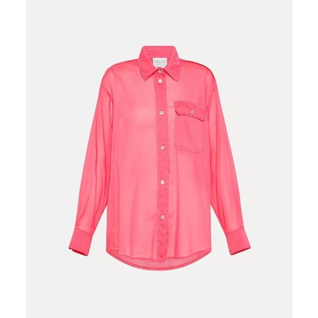 forte_forte Cotton silk voile oversized shirt in watermelon